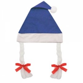 Bonnet de Noël à Tresses Bleu